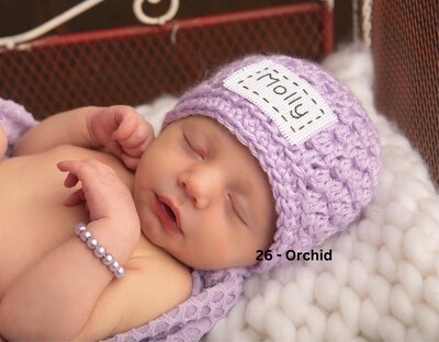 Custom Embroidered Newborn Baby Hat, Monogrammed Baby Hat, Beanie with Name, Personalized Baby Gift, Newborn Photo Prop, Baby Name Reveal - image4